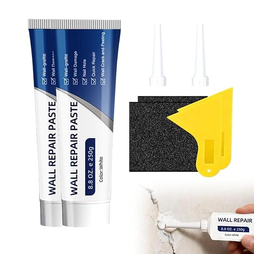 Drywall Patch Repair Kit with Scraper, 2026 New Wall Mending Agent White Spackle Wall Repair Paste Wall Repair Agent Tile Gap Filler for Holes & Cracks Nail Holes, Dents & Small Damage (2)