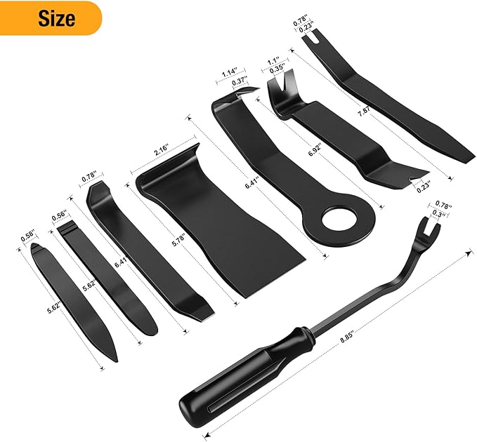 GOOACC 8PCS Auto Trim Scratch Removal Tool Car Audio Dash Panel Window Molding Fastener Remover Tool Kit-Black