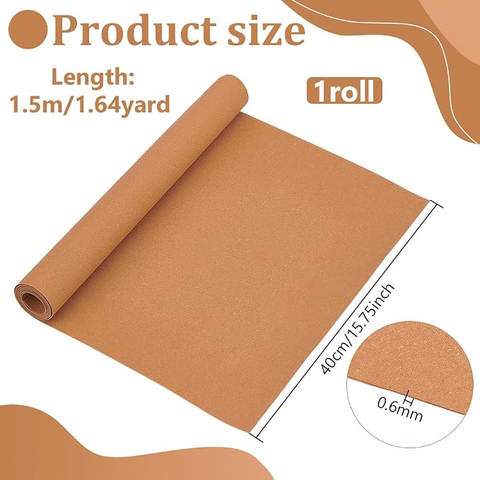 BENECREAT 59x15.7inch Leather Stiffener Roll, Sandy Brown Bag Stiffener, PVC Leather Roll for Leather Bag Liner, Craft DIY, 0.6mm Thick