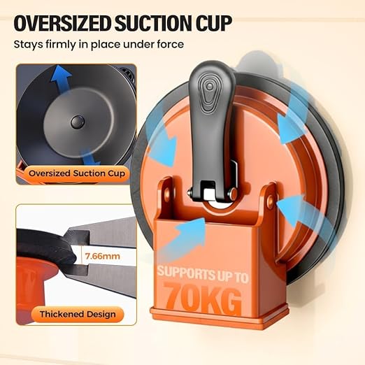 Floor Gap Fixer Tool - Heavy Duty Suction Cup Repair Tool for Laminate, Wood, Tile & Vinyl Flooring - Durable, Compact & Efficient Laminate Floor Gap Repair Tool (Orange+Rubber Mallet)
