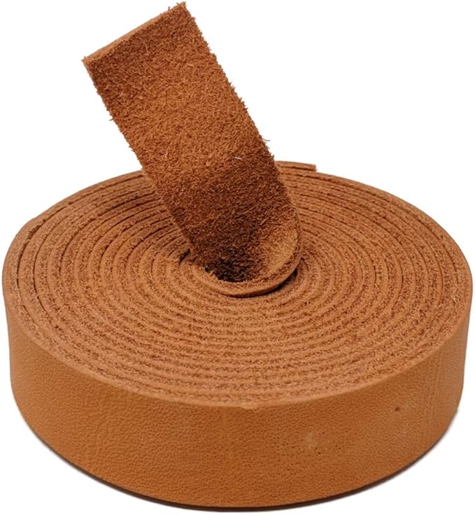 TOFL Genuine Leather Strap | Top Grain Cowhide Strip – Orange | 72" L x 5/8" W x 1/16" Thick | Suede Backing | Leather Craft Supplies | Leatherworking & DIY Repair Projects | 4-5 oz