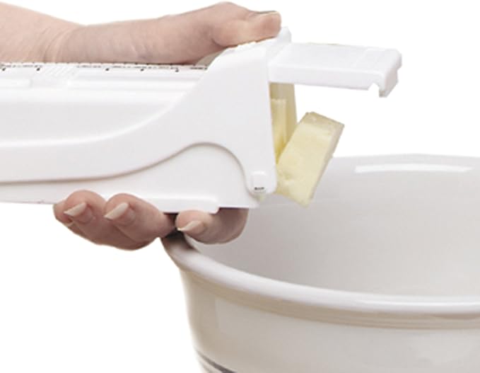 KitchenArt Buttermate Butter Cutter Slicer, Butter Measuring Dispenser and Keeper, White