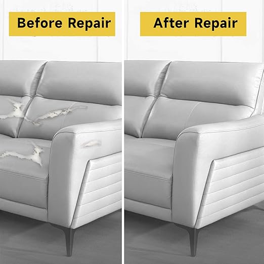 Leather Repair Patch, Breathable Perforated Strong Sticky Self Adhesive Repair Patch, DIY Leather Patches for Couches, Furniture, Sofa, Car, Chair (White 8x12inch)