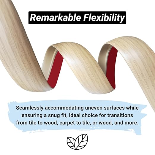 Maxiroc Floor Transition Strip Self Adhesive Carpet Wood Tile Vinyl Flooring Laminate Transition Cover Edge Trim Gap Doorway Threshold for Uneven Floors Heights Within 5 mm (120 inches, Beige Cream)