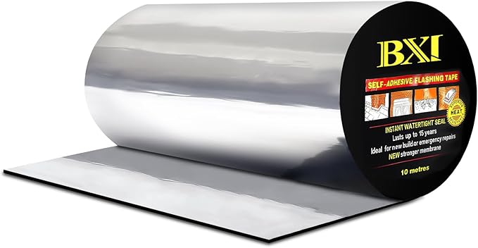 BXI Flashing Roll Tape Membrane, 12 inches X 32 Feet Thick Waterproof Patch Seal Tape, Self-adhesive SBS Modified Rubberized Asphalt, Deck Seam Joist Leak Sealant for Roof Window Gutter Repair Outdoor