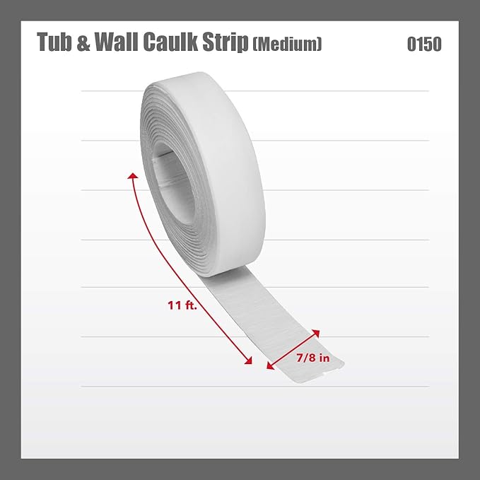 Red Devil 0150 Tub & Wall Caulk Strip (Medium) 7/8" x 11', White