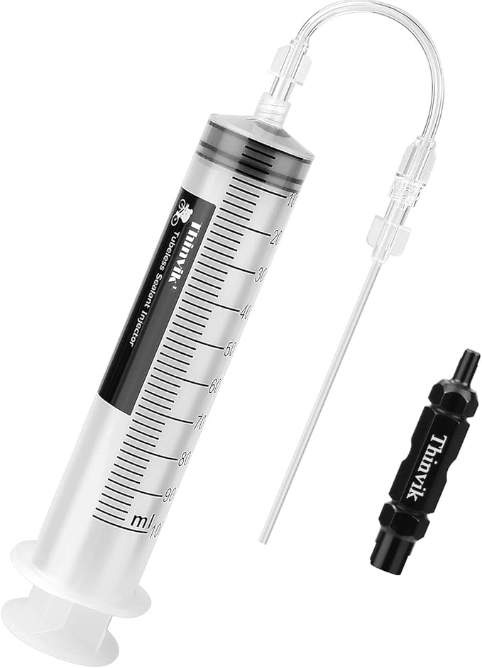 Thinvik 3.5 oz/100ML Tubeless Sealant Injector for Stans No Tubes sealant.BikeTubeless Sealant Syringe for Presta Schrader Valve Core Removal Tool and Other sealants