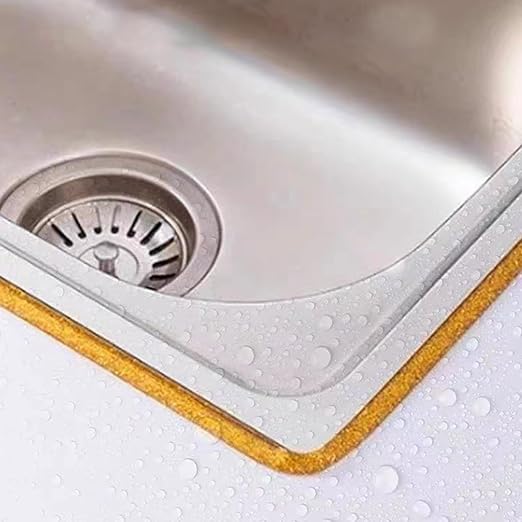 Caulk Strip Self Adhesive, PU Caulk Tape for Bathtub Bathroom Toilet Kitchen(W:7.5MM,Gold)