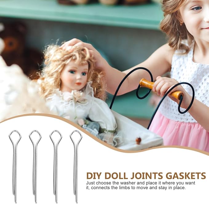 OSALADI DIY Doll Joints Accessories Kit with 10 Pins and 20 Washers for Doll Making Repair Limb Joints Crafting Materials