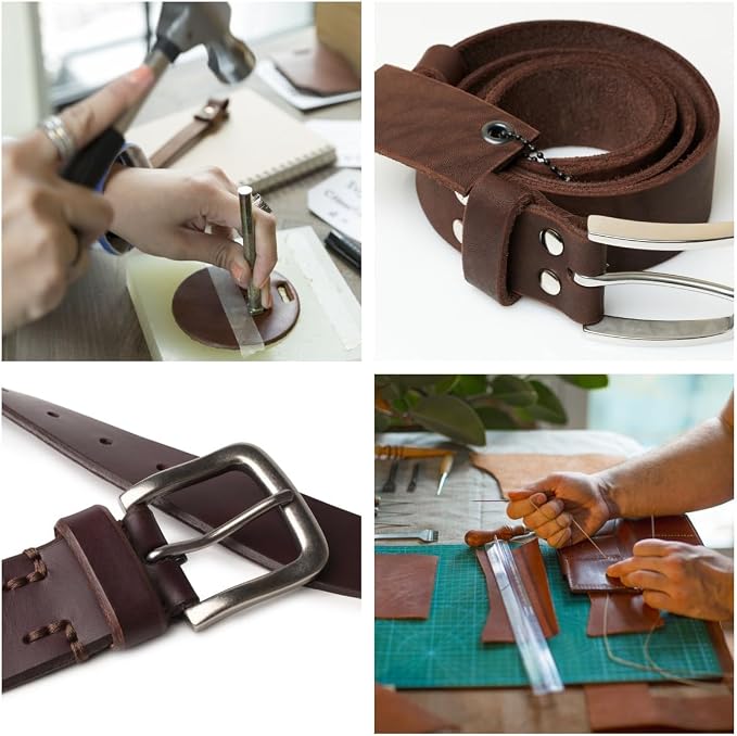 Full Grain Leather Sheet, 4-5mm Thick, Brown Leather, Vegetable Tanned Leather for Crafting, Tooling, Sheath Making (Brown 6 x 6 inches)