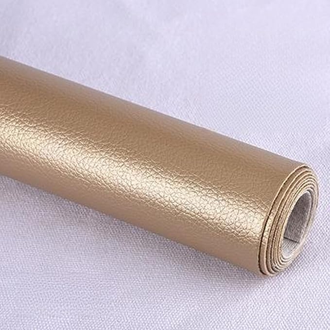 Leather Repair Patch Tape Kit,Self Adhesive Leather Repair Kit for Furniture,Vinyl Repair Kit for Couch,Sofa,Car Seats,Office Chair Luggage (Golden,16.93"×78.74")