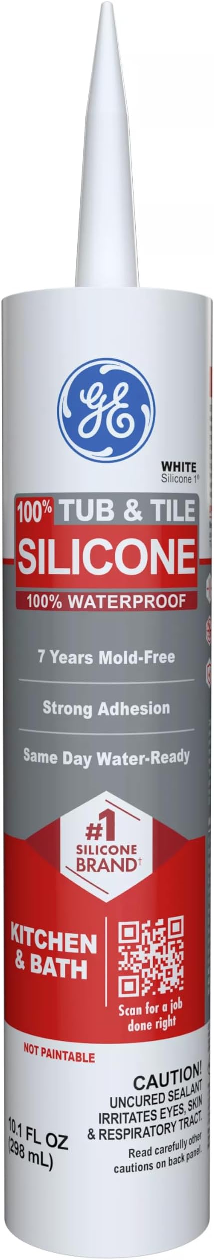 GE Silicone 1 Tub & Tile, White, 10.1 fl oz Cartridge, Pack of 1