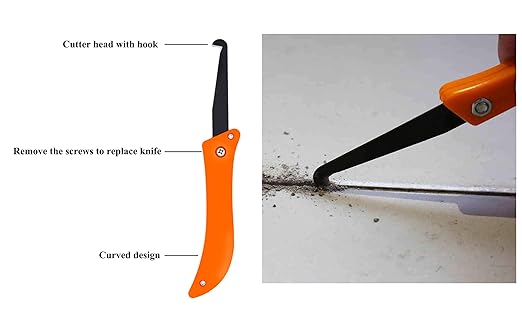 daier Grout Removal Caulking Tool Set, Sturdy Angled Grout Scraping Rake Tool, Grout Saw Knife, 4Pcs Silicone Sealant Tool for Tile Cleaning