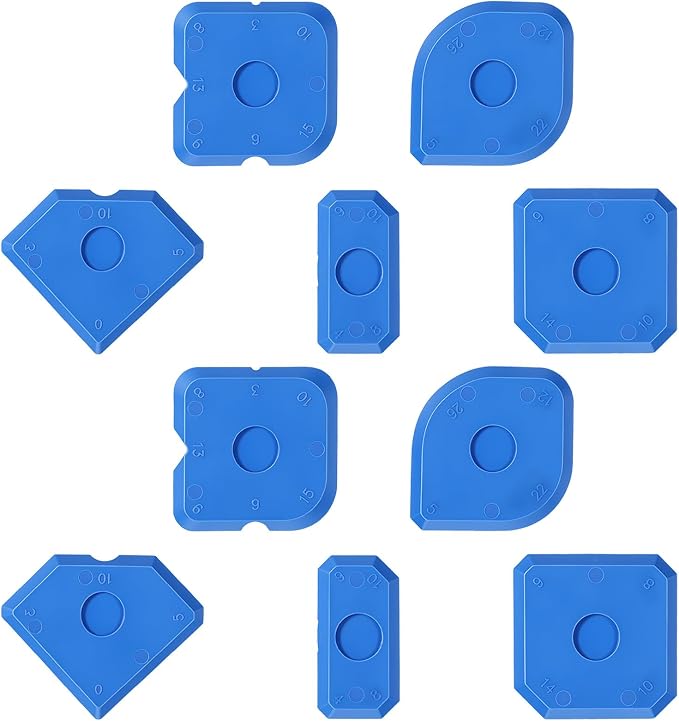 10 Pcs Plastic Caulking Tool Set, Caulk Tool Sealant Finishing Kit, Multi-Edge Applicator Smoother, Caulk Remover Grout Scraper, Reusable for Kitchen Bathroom Tile Floor Window Sink Sealing (Blue)