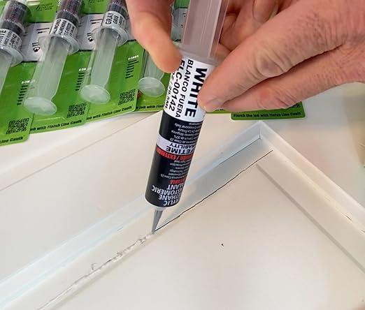 – Acrylic Urethane Elastomeric Sealant – Pre-Filled Precision Caulk Gun – White – 1 oz Tube – Flexible & Durable Sealant for Trim, Baseboards, and Small Cracks