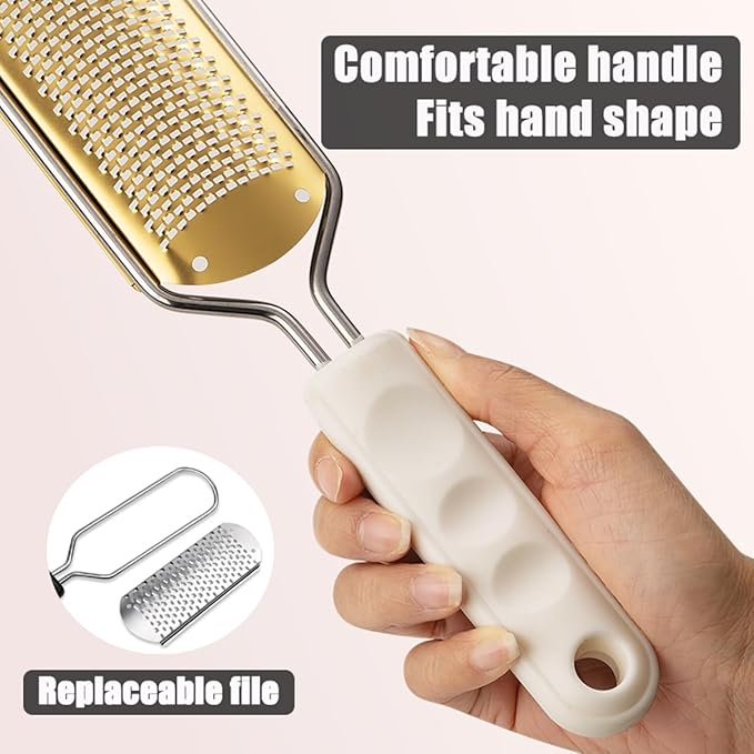 White Foot File Callus Remover, Foot File for Feet – Professional Pedicure Tool for Dead Skin Removal & Cracked Heels – Ultimate Stainless Steel Foot Scrubber for Soft, Healthy Feet