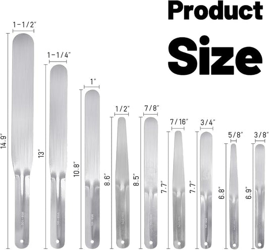 Professional Caulking Spatula Set, 9-Piece Stainless Steel Caulk Finishing Tools, Streamline Spatulas for Bathroom Sink, Bathtub, Tile Sealant Application