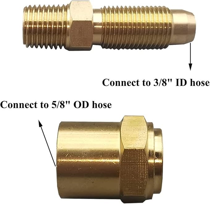 Pipe Fitting Adapter of 1/4" NPTF Male x 3/8" Hose ID x 5/8" Hose OD, Pipe Connector Replacement Part, Brass