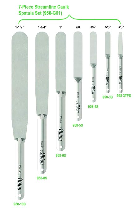Albion Engineering Original 958-G01 Streamline Flexible Caulk Spatula 7-Piece Set