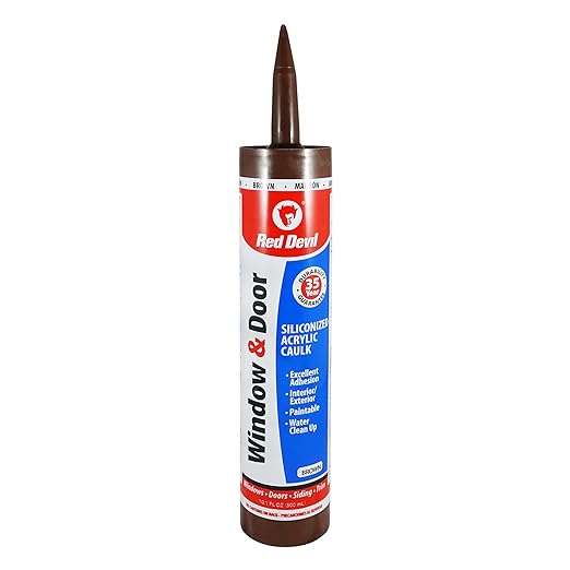 Red Devil 084640 Window & Door Silicon Acrylic Brown Caulk, 10.1 oz, Pack of 1, Made in USA