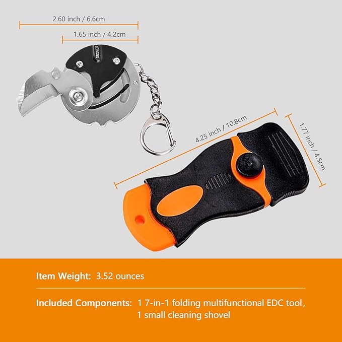 7-in-1 mini outdoor folding multifunctional tool - Small EDC Multitool with Screwdriver Set - portable pocket pendant -Compact Manual Tool (Silver stainless steel)