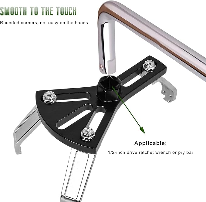 Car Fuel Pump Removal Tool, Adjustable Fuel Tank Lock Ring Remover/Installer Range from 4.5" to 7.3", Auto Fuel Tank Lid Collar Ring Spanner with 1/2" Ratchet Drive & 3 Arms