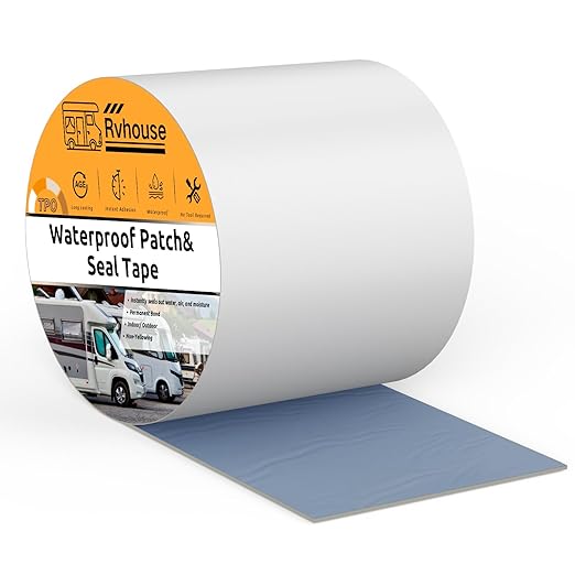 Waterproof Patch and Seal Tape, 4" x 13 ft, UV Protective Extra Thick Sealant Tape for RV Roof Leak Repair, Permanent Bond for Cracks, Tears, Holes – Weatherproof for Camper Trailer Boat Tent