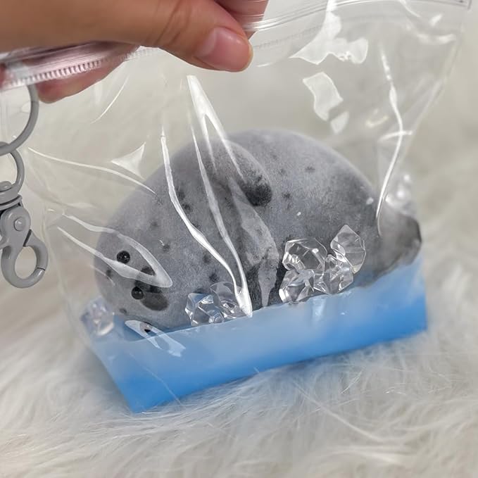 Taba Squishy Kit Seal Silicone Mold 4''+Liquid Gel+Flocking Cute Animal Maker Set