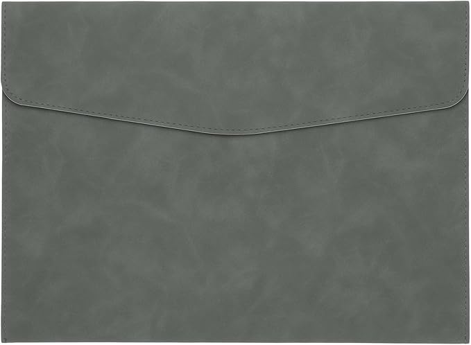 PATIKIL PU Leather A4 File Folder, Document Holder Filing Organizer Portfolio Envelope Folder Case with Snap Closure for Letter Receipt, Gray