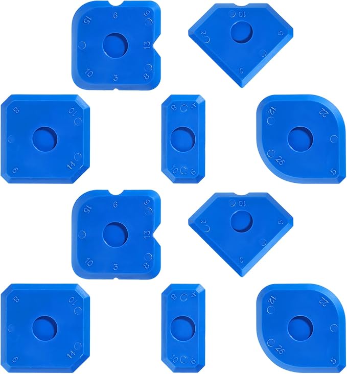 Giantree 10 Pcs Silicone Caulking Tool Set, Caulk Tool, Plastic Silicone Caulking Tools, Portable Sealant Scraper Window Sealant Smoothing Scraper for Kitchen Bathroom Floor Sink Joint (Blue)