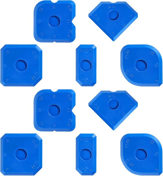 Giantree 10 Pcs Silicone Caulking Tool Set, Caulk Tool, Plastic Silicone Caulking Tools, Portable Sealant Scraper Window Sealant Smoothing Scraper for Kitchen Bathroom Floor Sink Joint (Blue)