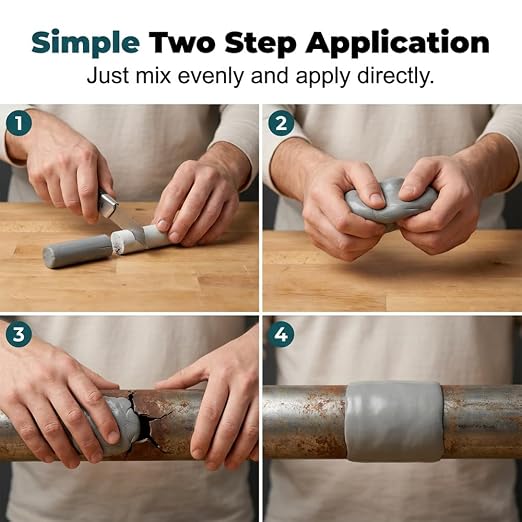 Steel Reinforced Epoxy Putty, 2026 New Epoxy Putty, Durable Metal Repair Putty for Filling Cracks and Holes, Portable Multi Surface Repair Putty for Pipe and Railing Repair (1)