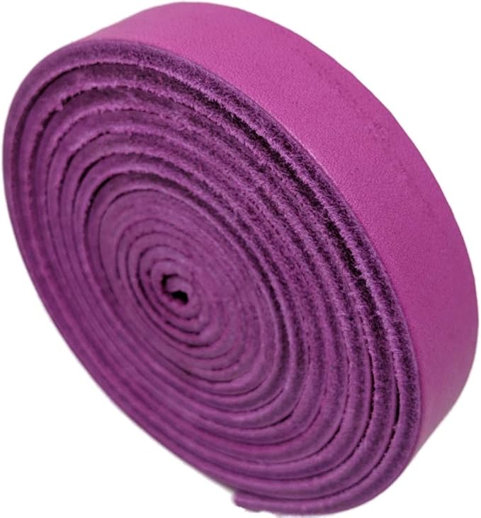 Leather Strap for Crafts & Jewelry | 72 Long × 5/8" Wide × 1/8" Thick (7-8oz) | Genuine Leather Strips for Crafts, Projects or Repairs - Magenta | 3-Pack
