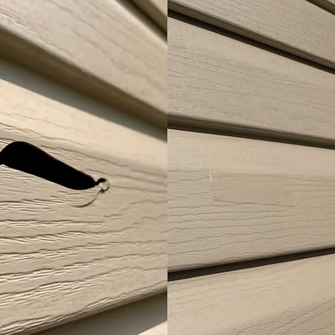 Vinyl Siding Repair Kit, White Durable Self-Adhesive Vinyl Siding Patch Cut to Fit Freestyle Cover Any Cracks, Holes, or Blemishes on PVC Fence Repair Kit(6 Pack)