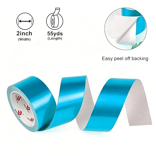 BOMEI PACK Aluminum Foil Tape,Heavy Duty Metal Foil Duct Tape (Blue, 2 Inch)