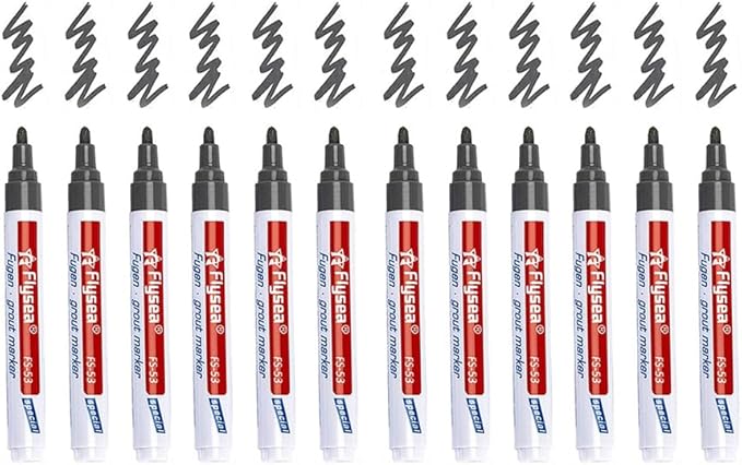 12 Pack Tiles Joint Repair Pens Tile Grout Line Marker Repair Pens Waterproof Water Based Ink for Kitchen Bedroom Wall Floor Tile Gaps (Dark Grey)