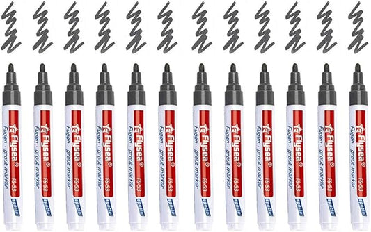 12 Pack Tiles Joint Repair Pens Tile Grout Line Marker Repair Pens Waterproof Water Based Ink for Kitchen Bedroom Wall Floor Tile Gaps (Dark Grey)