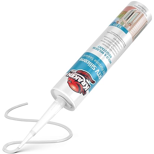 Kraken Bond Transculent Silicone Sealant Waterproof%100-10 fl oz Cartridge, RTV Silicone Caulk Kitchen and Bathroom, All Purpose, Window Caulking Sealant Outdoor, RV, Exterior Use Silicon - 1 Pack