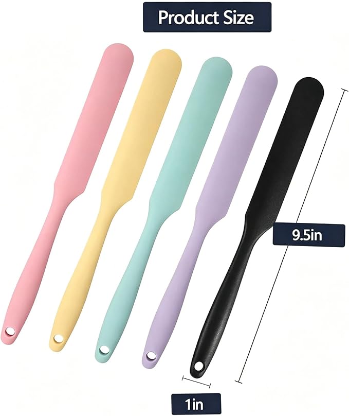 5Pcs Silicone Jar Spatulas Set, Non-Stick Heat Resistant Jam Spreader, Heat Resistant 572°F, Food-grade Cream Spatulas, Flexible Kitchen Scraper Tools for Mixing, Baking, and Cooking