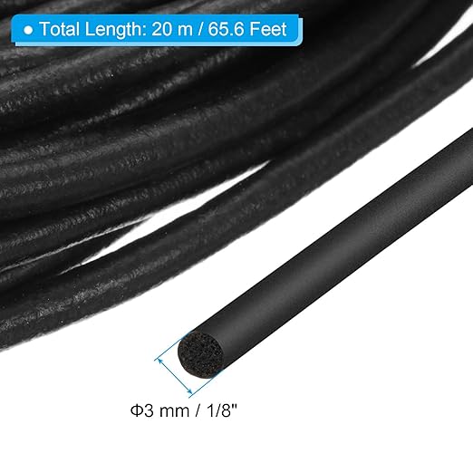 PATIKIL 1/8 Inch x 65.6 Feet Backer Rod, Foam Rope Caulk Crack Joint Filler Roll Seal Weather Strip for Home Construction, Black