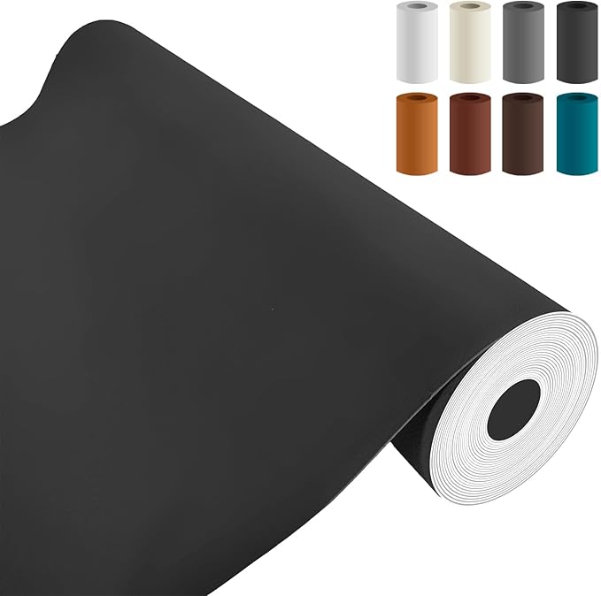 Leather Repair Patch 17X158 Inch Self Adhesive Leather Repair, Large Leather Repair Tape for Couches, Furniture, Car Seats, Cabinets, Sofa, Handbags (Black, 17X158 Inch)