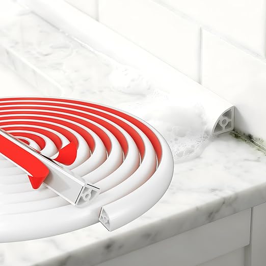Flexible Quarter Round Molding (20 Ft / 240 Inch) - Waterproof Self-Adhesive Silicone Trim for Floor Gaps & Bathtubs, Easy No-Tool Installation, Paint-Free Gap Cover
