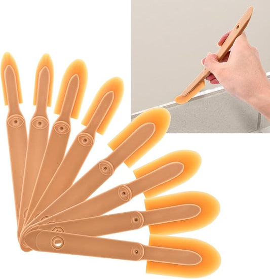 8Pcs Rubber Caulking Tool 4 Size Set, Reusable Sealant Spatula Spreader, Caulk Finishing Tool Grout sealer Applicator for Toilet Brick Skirting Kitchen Bathroom(Brown)