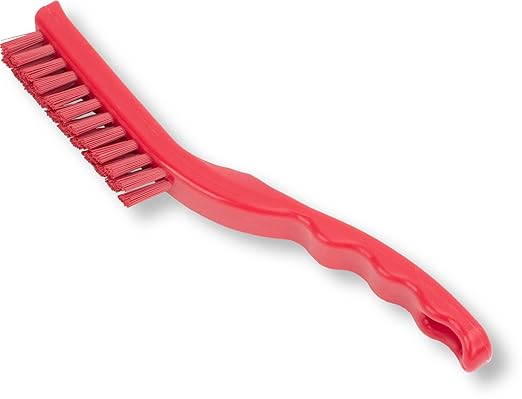 SPARTA Detail Brush Grout Brush, Crevice Brush with Hanging Hole for Bathroom, Kitchens, Countertop, Plastic, 9 Inches, Red