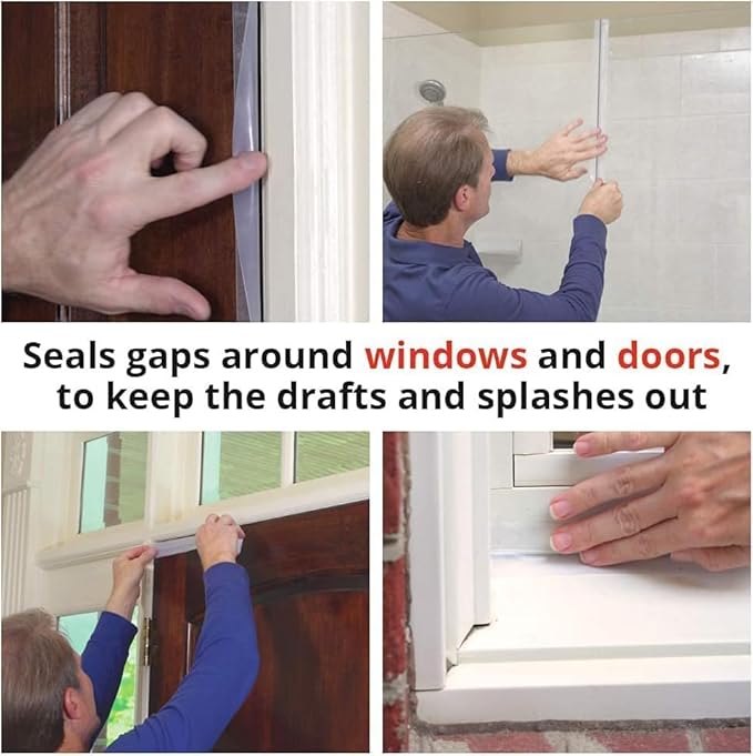 Alien Draft Seal Insulation Tape Transparent Silicone Weather Stripping Seal Strip and Under Door Draft Stopper for Windows and Door Bottoms As Seen On TV(1 Roll - 16 Feet)