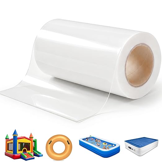 16.4FT x 6 Inch TPU Waterproof Repair Tape, Heavy Duty Vinyl Patch Kit for Inflatable Pool, Floats, Air Mattress, Bounce House, Tent, Canvas, Canopy & RV Awnings – Extra Long Clear Sealing Roll