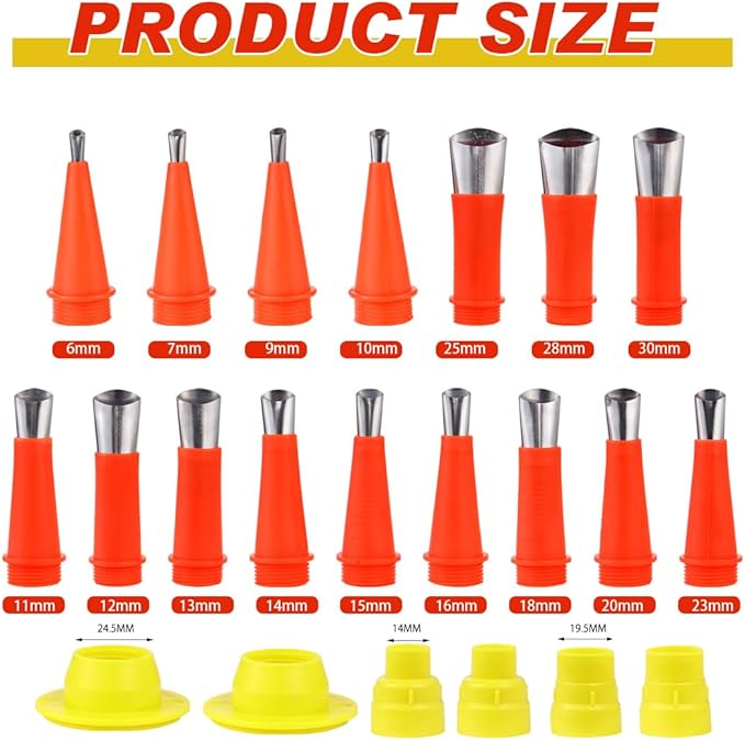 Universal Integrated Rubber Nozzle Tool Kit Caulking Tool Kit 22 Pcs Caulking Finisher Nozzle Caulking Nozzle Applicator Finishing Tool Stainless Steel Nozzle Tips Set for Bathroom Kitchen Doors