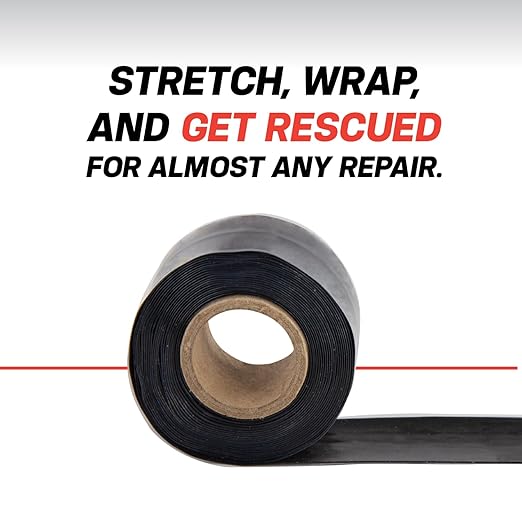Bond It Rescue Tape, Self-Fusing Silicone for Emergency Plumbing, Pipe & Hose Repair, Electrical Insulation, Waterproof, 950PSI, Made in USA, 1" x 12', Black