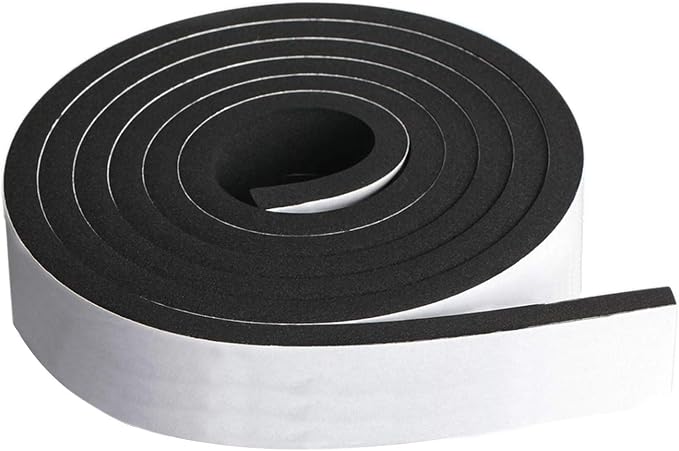 Neoprene Foam Strip Roll By Dualplex, 2" Wide x 10' Long x 1/4" Thick, Weather Seal High Density Stripping with Adhesive Backing – Weather Strip Roll Insulation Foam Strips