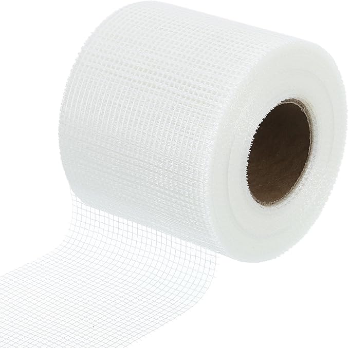 uxcell Drywall Joint Tape, 4" x 148Ft Self-Adhesive Fiberglass Cement Board Mesh Tape, Crack Patch Fabric for Wall Sheetrock Ceiling Crack Repairing Strengthening, White